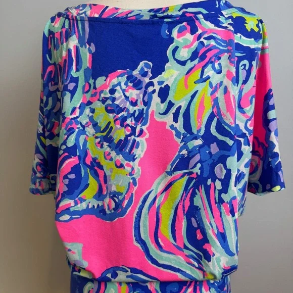 Lilly Pulitzer Lowe Dress M Colorful Print Stretch Preppy Coastal Resortwear - Picture 7 of 14